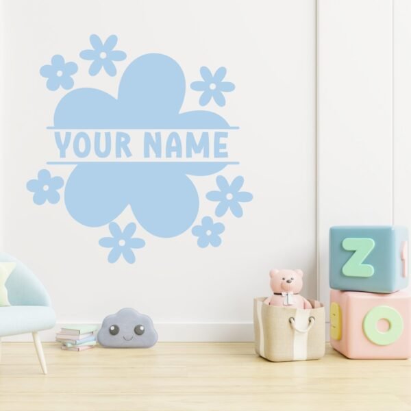 Matching Name Decals Flowers Mockup Powder Blue