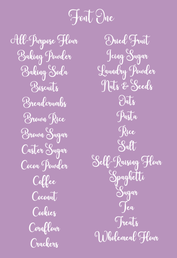 Pantry Labels Font One