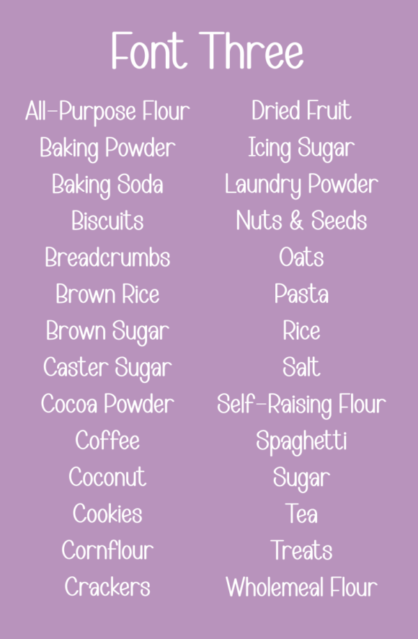 Pantry Labels Font Three
