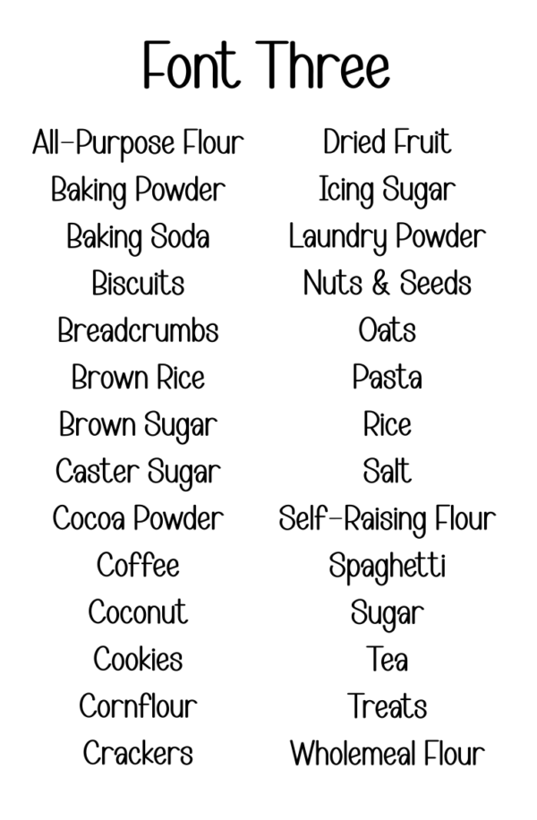 Pantry Labels Font Three Black