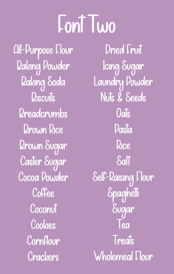 Pantry Labels Font Two