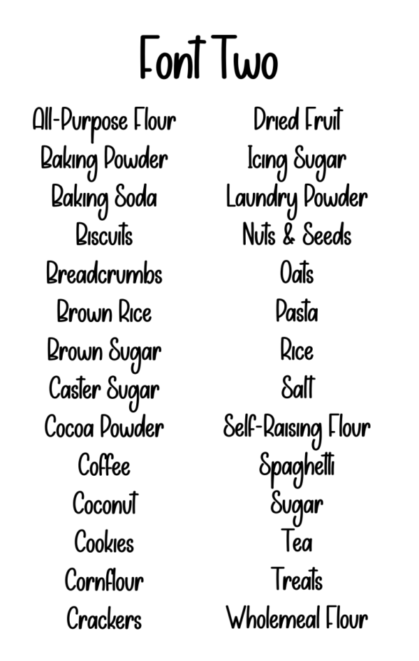 Pantry Labels Font Two Black