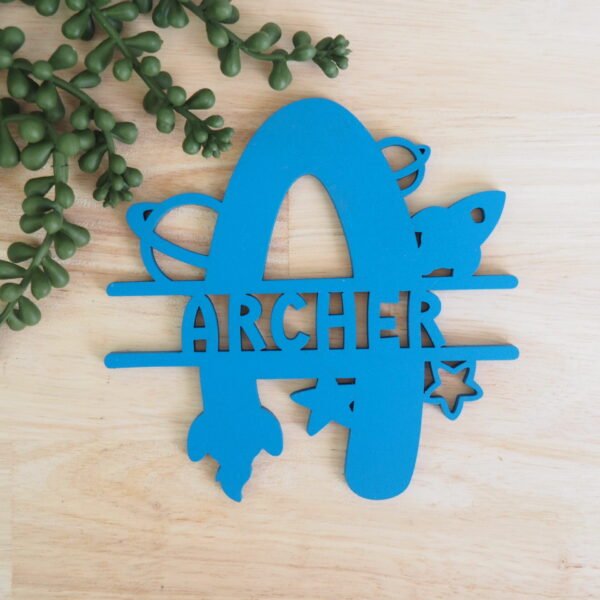 Space Monogram Front - Electric Blue