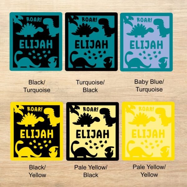 Character Board Dinos Turquoise and Yellows