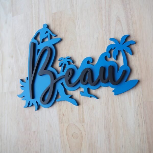 Surf Personalised Name Wall Decor Right Side