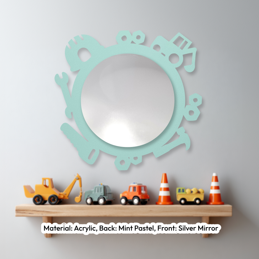 Construction Round Mirror Pastel Mint