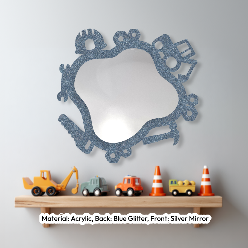 Construction Wavy Mirror Glitter Blue