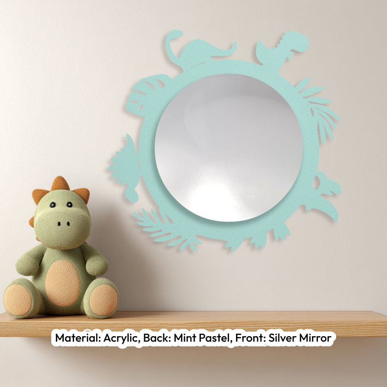 Dino Round Mirror Pastel Mint