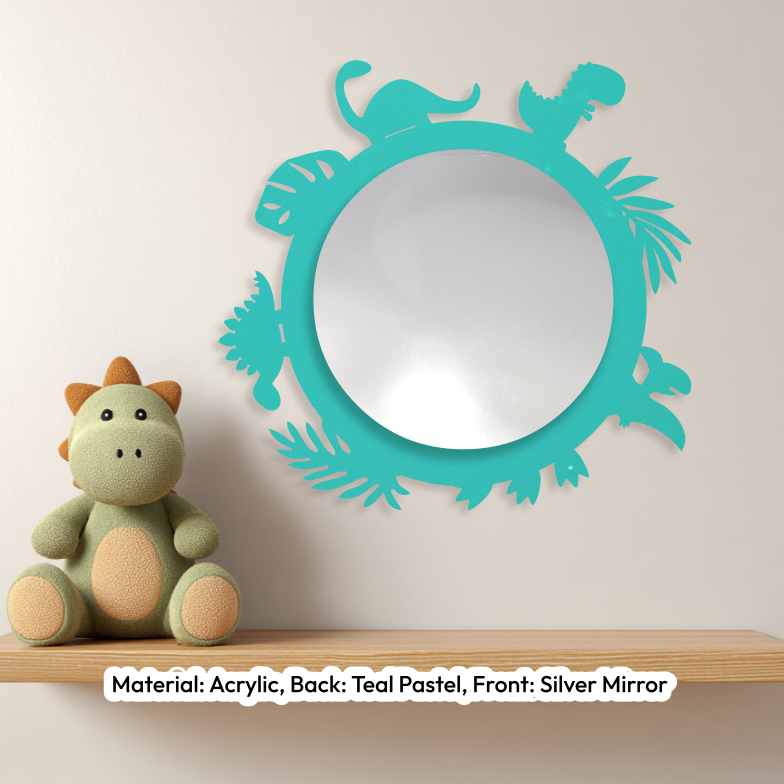 Dino Round Mirror Pastel Teal
