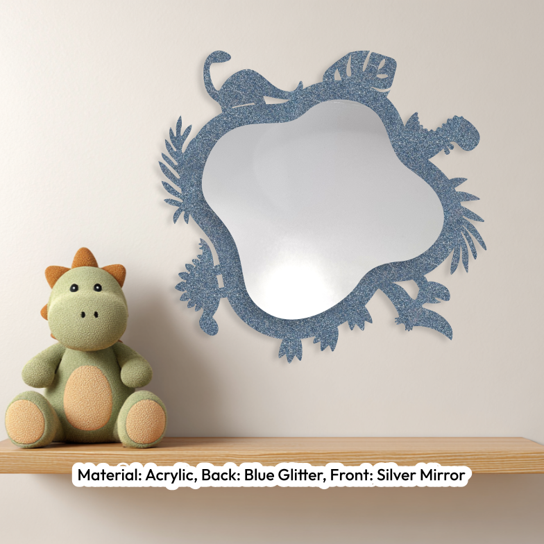 Dino Wavy Mirror Glitter Blue