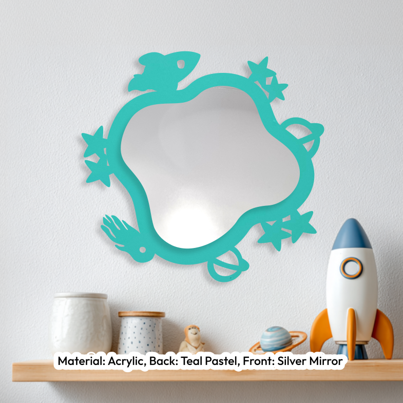 Space Wavy Mirror Pastel Teal