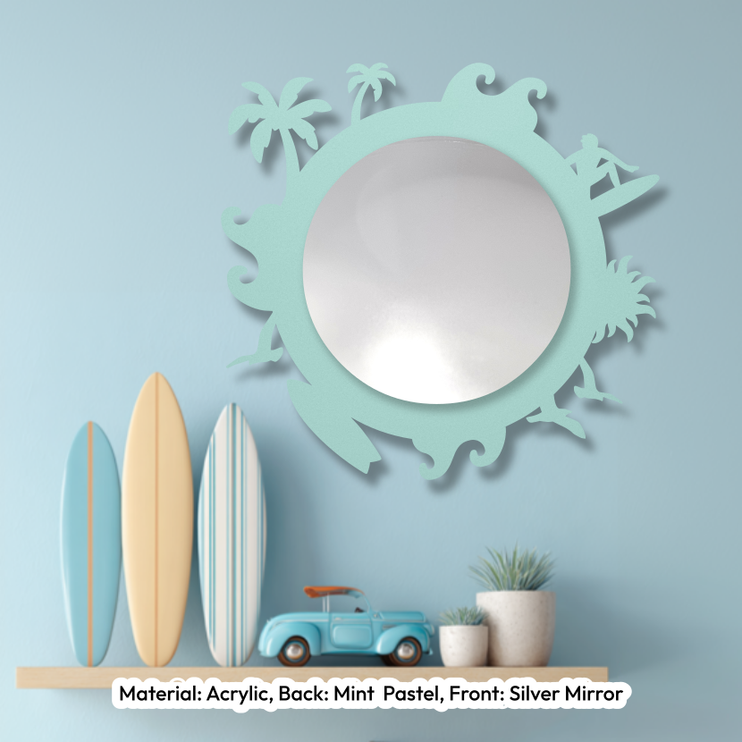 Surf Round Mirror Pastel Mint