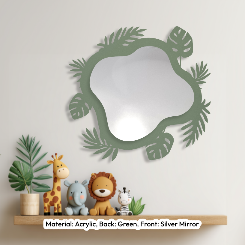 Tropical Leaves Wavy Mirror Green