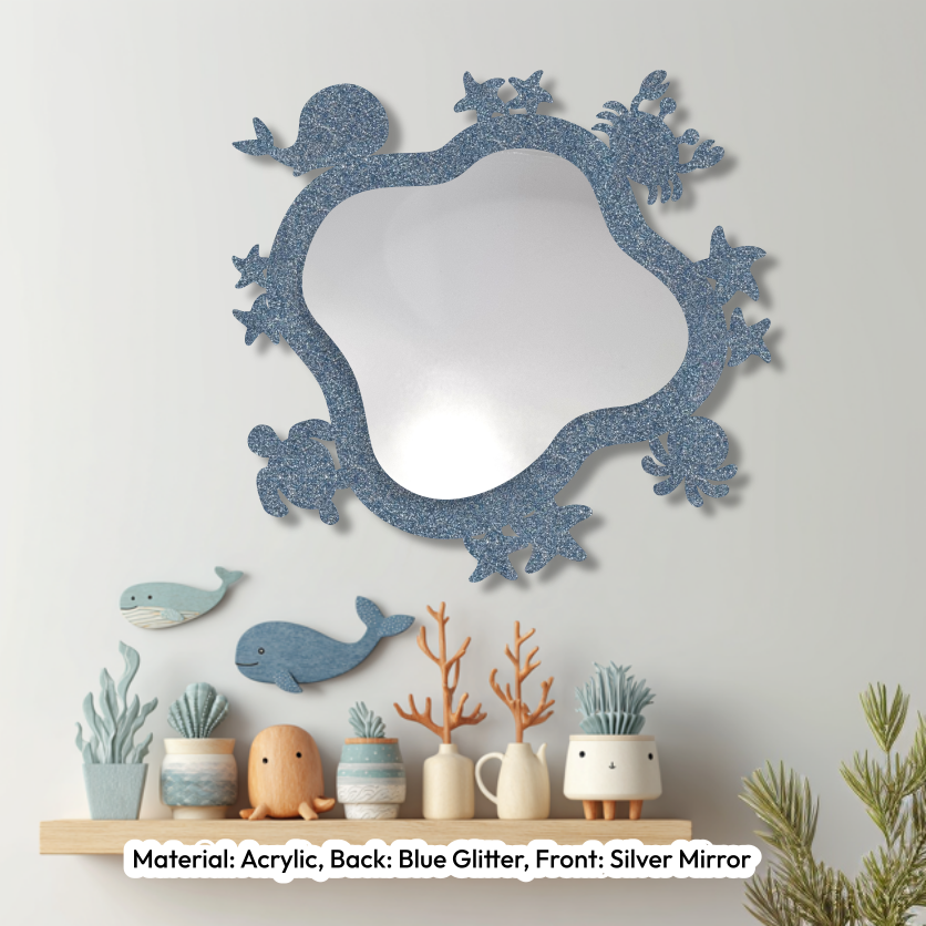 Under the Sea Wavy Mirror Glitter Blue