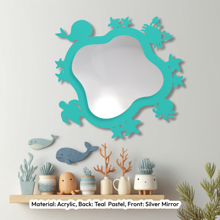 Under the Sea Wavy Mirror Pastel Teal