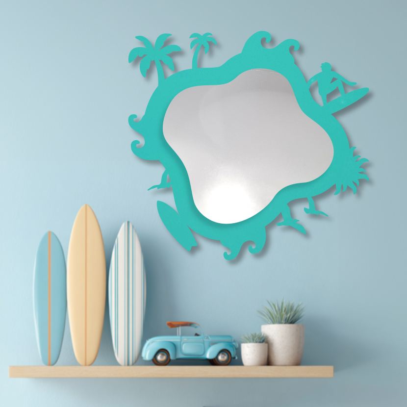 no description Surf Wavy Mirror Pastel Teal