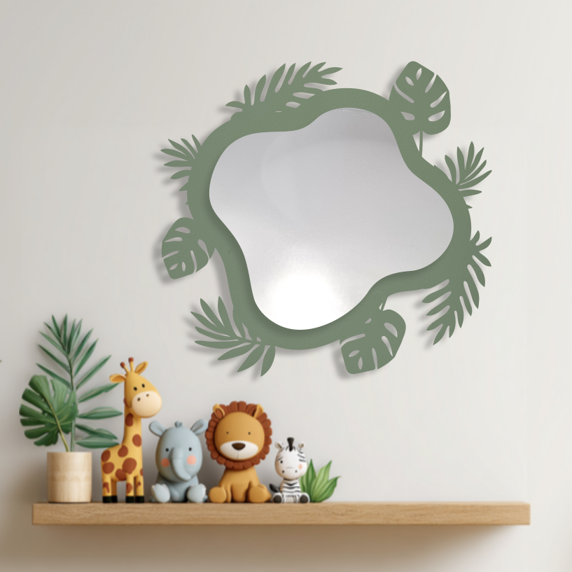 no description Tropical Leaves Wavy Mirror Green