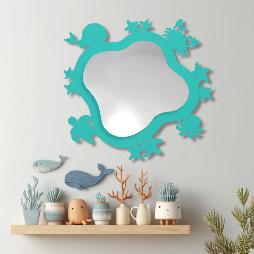 no description Under the Sea Wavy Mirror Pastel Teal