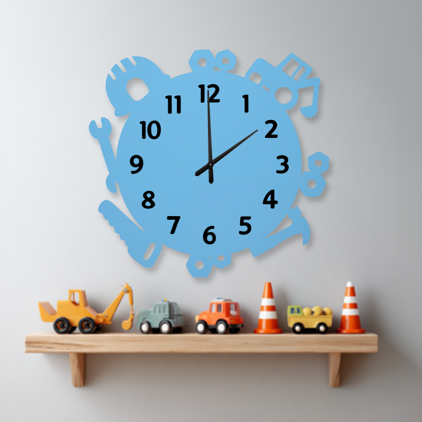 Clock Construction Round Clock Pastel Blue