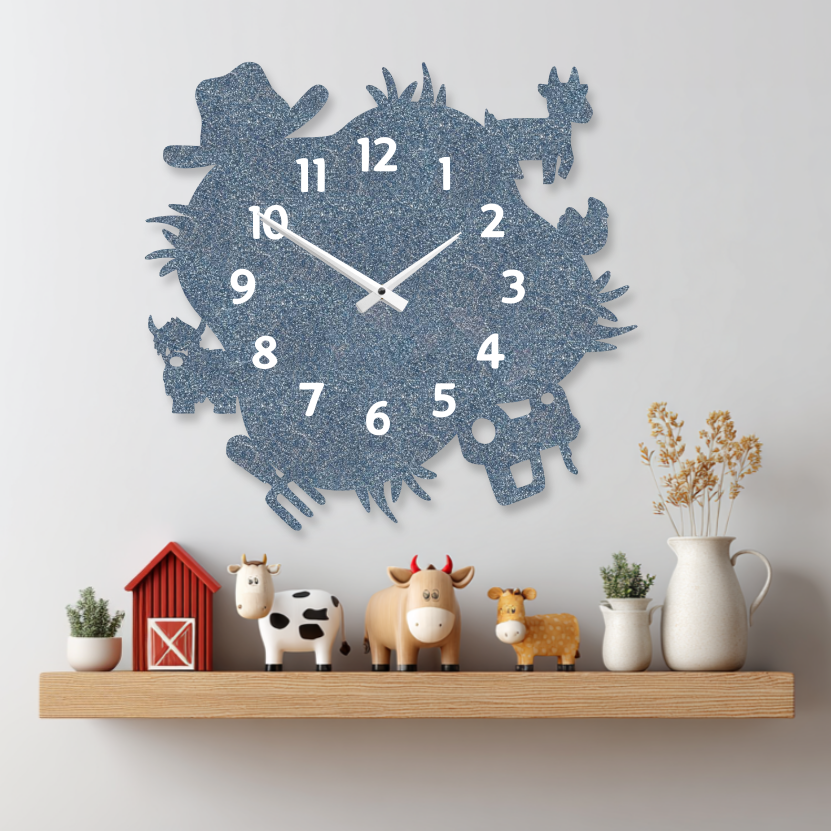 Clock Farm Wavy Clock Glitter Blue