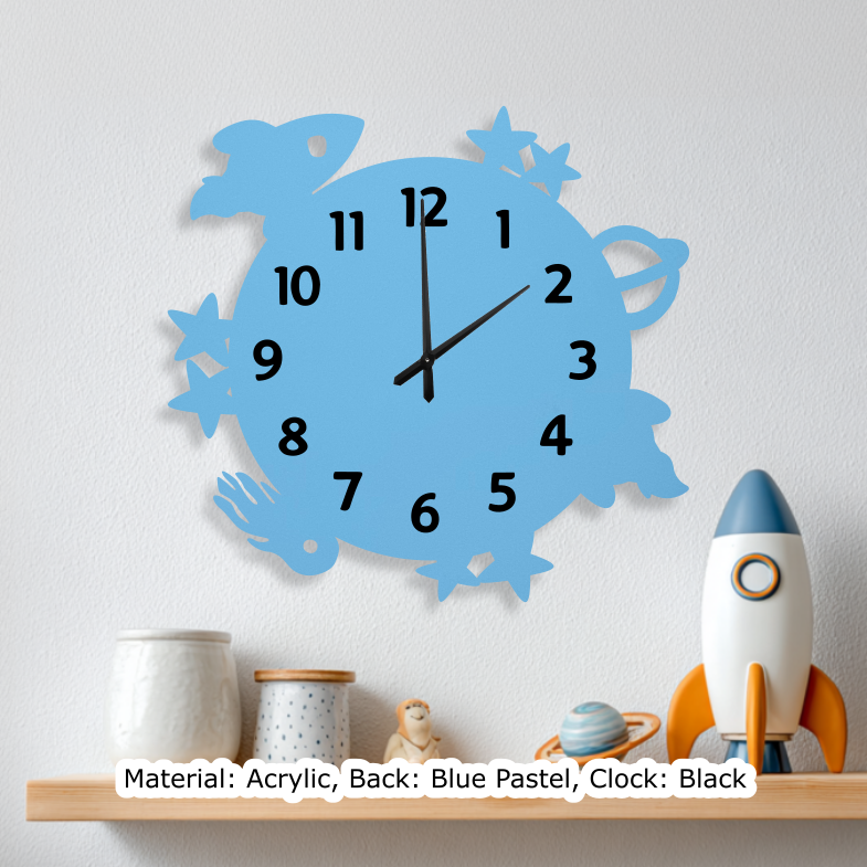 Clock Space Round Clock Pastel Blue