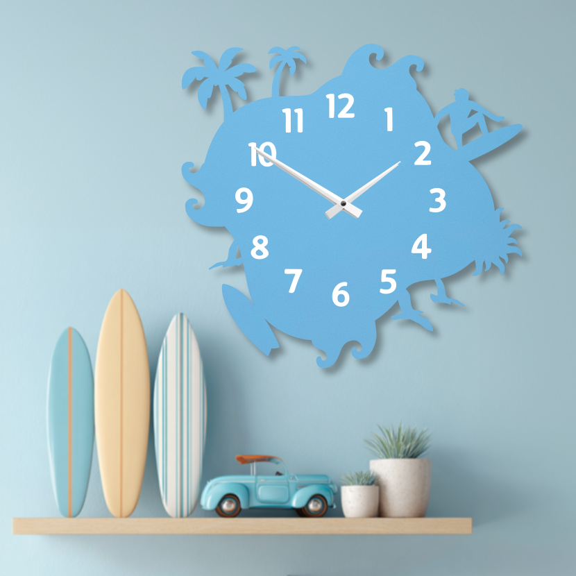 Clock Surf Wavy Clock Pastel Blue