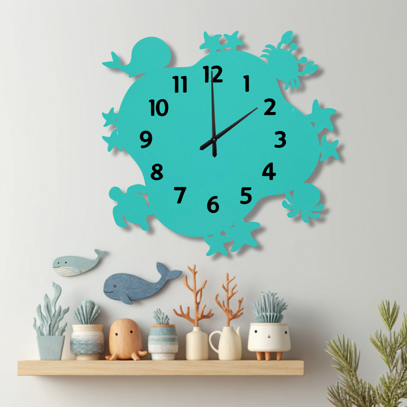 Clock Under the Sea Wavy Clock Pastel Teal