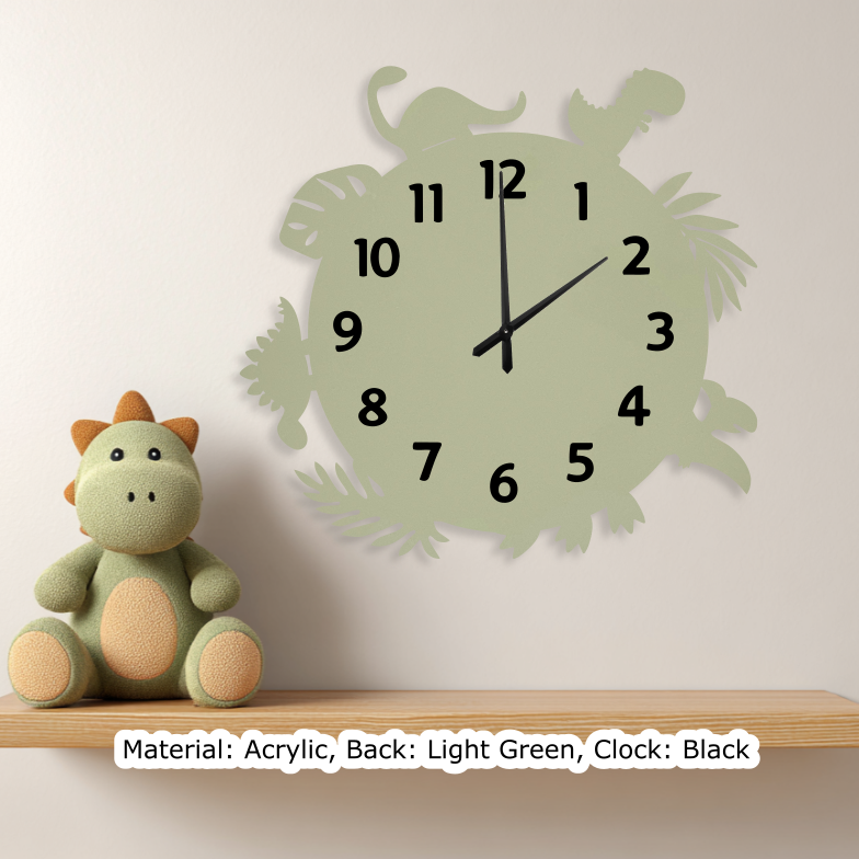 Dino Round Clock Light Green