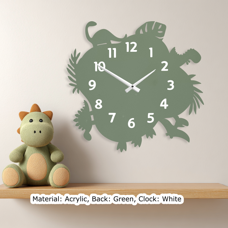 Dino Wavy Clock Green