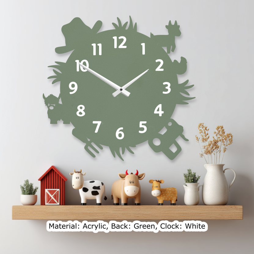 Farm Round Clock Green