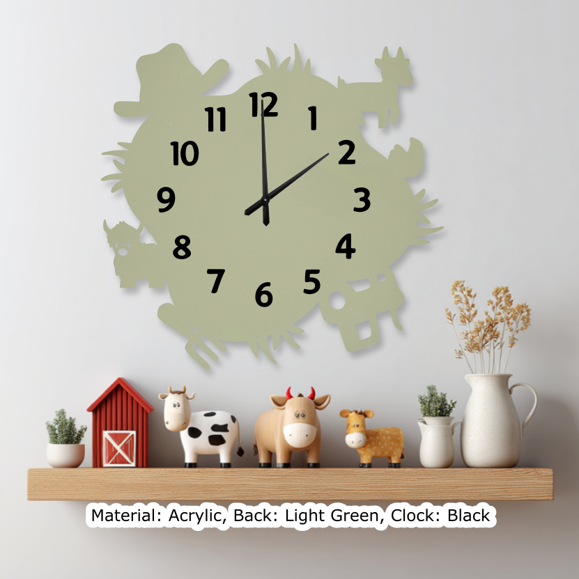 Farm Wavy Clock Light Green