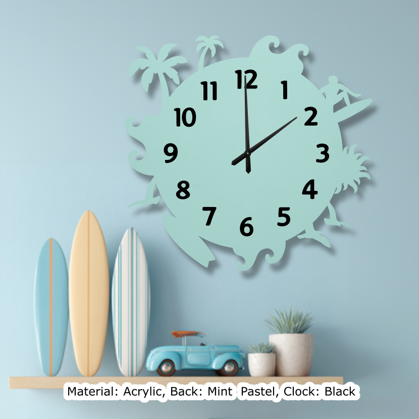 Surf Round Clock Pastel Mint