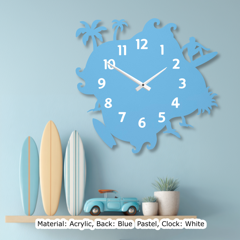 Surf Wavy Clock Pastel Blue