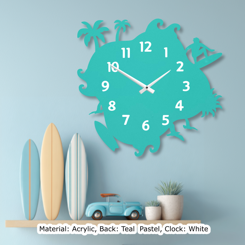 Surf Wavy Clock Pastel Teal