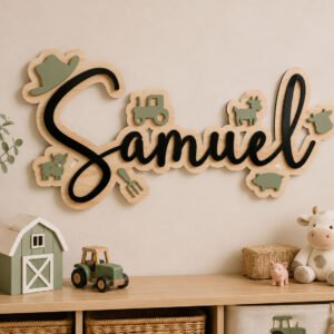Layered Personalised Name Sign Farm Displayed Small